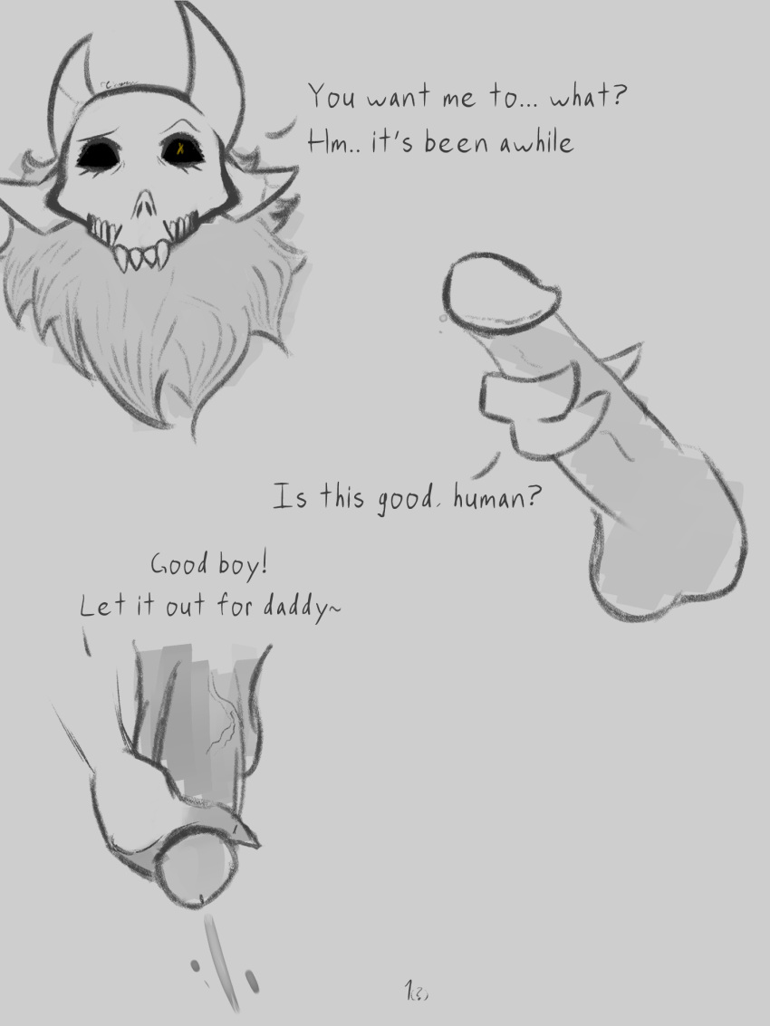 anthro comic daddy_kink disney duo ejaculation fools handjob hi_res human king king's_dad_(the_owl_house) male male/male male_only mammal papa_titan_(the_owl_house) penile praise royalty sex straight_hair the_owl_house the_owl_house_(finale)