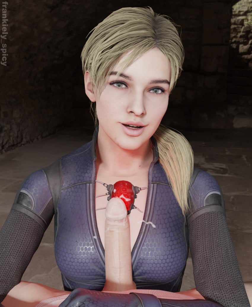 1boy 1girls 3d blender blonde_female blonde_hair boobjob breast_press breast_squeeze breasts capcom catsuit cum cum_on_body cum_on_breasts cumshot dick female frankiely_spicy green_eyes jill_valentine jill_valentine_(blonde) jill_valentine_(sasha_zotova) male outdoors outside pale-skinned_female pale_skin penis penis_on_breast ponytail resident_evil resident_evil_3 resident_evil_3_remake resident_evil_5 scarab