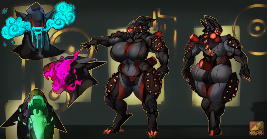 1girls big_ass breasts brokencreation_(artist) butt canine curvy curvy_female curvy_figure djpuppeh elemental elemental_manipulation female helminth_charger huge_breasts infested robot solo solo_female thick_thighs warframe