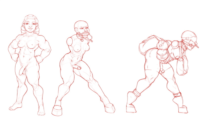 1futa amputee armless balls before_and_after bit_gag castration futa_only futanari humanoid humanoid_penis muscular muscular_futanari nude pack_mule penis sketch slave solo wahafagart