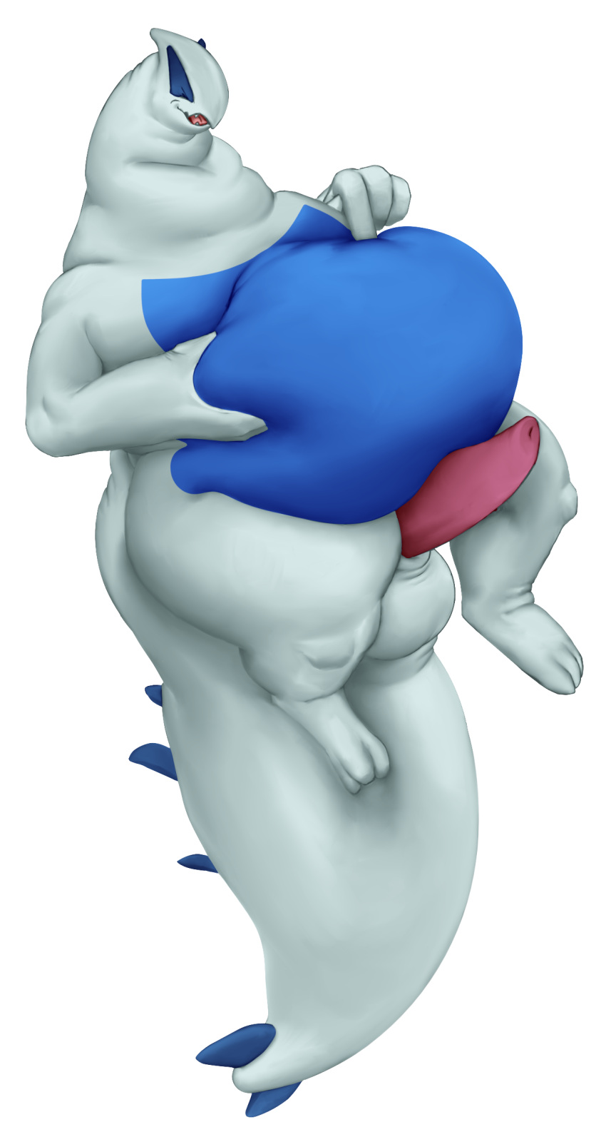 balls belly belly_overhang big_balls big_belly big_penis big_tail feral generation_2_pokemon genitals happy hi_res holding_belly legendary_pokemon lugia male nintendo obese open_mouth overweight overweight_male penis pokemon pokemon_(species) slightly_chubby solo tail tapering_penis thick_neck thick_tail thick_thighs verdrusk