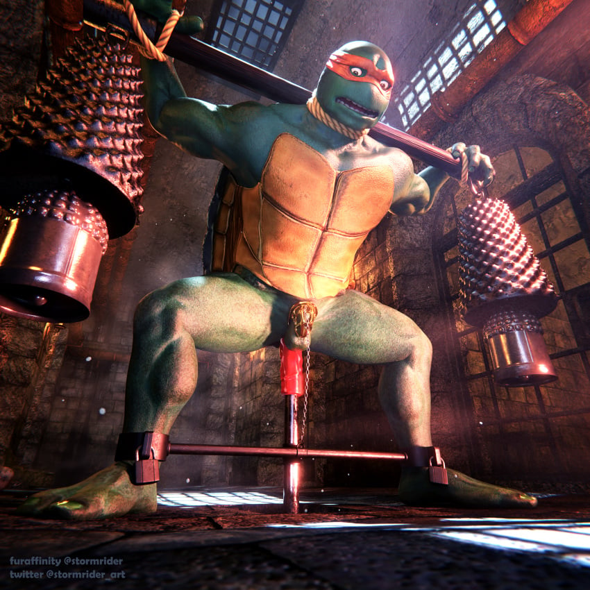 3d 3d_(artwork) absurd_res anthro blender_(software) bondage bound chastity_cage chastity_device digital_media_(artwork) dildo dungeon exercise hi_res male male_only michelangelo_(tmnt) predicament predicament_bondage reptile scalie sex_toy slave solo solo_male stormrider teenage_mutant_ninja_turtles torture turtle weights workout