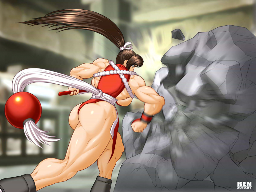 ass breasts extreme_muscles fatal_fury female huge_breasts human king_of_fighters mai_shiranui masami muscle muscular_female ren_(tainca2000) rentb snk