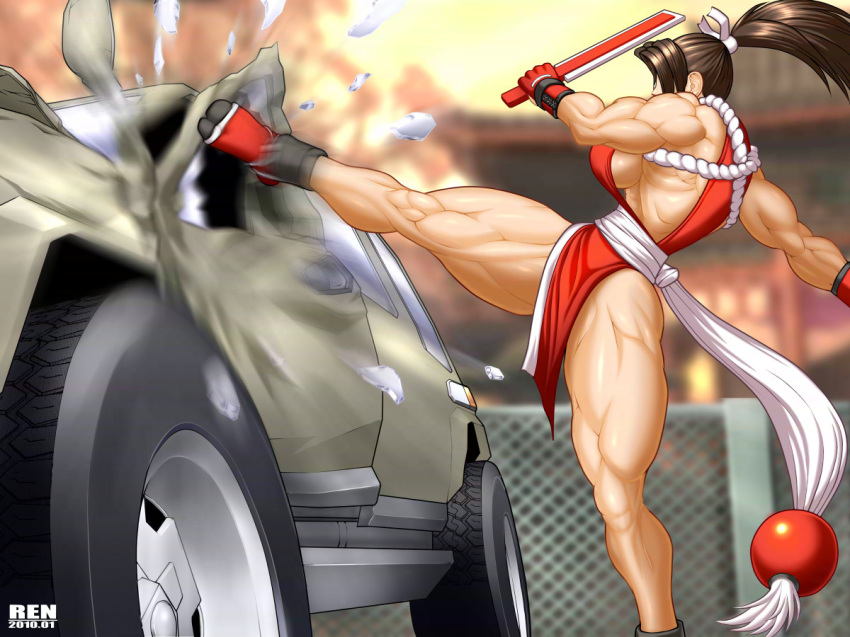 breasts extreme_muscles fatal_fury female huge_breasts human king_of_fighters mai_shiranui masami muscle muscular_female ren_(tainca2000) rentb snk