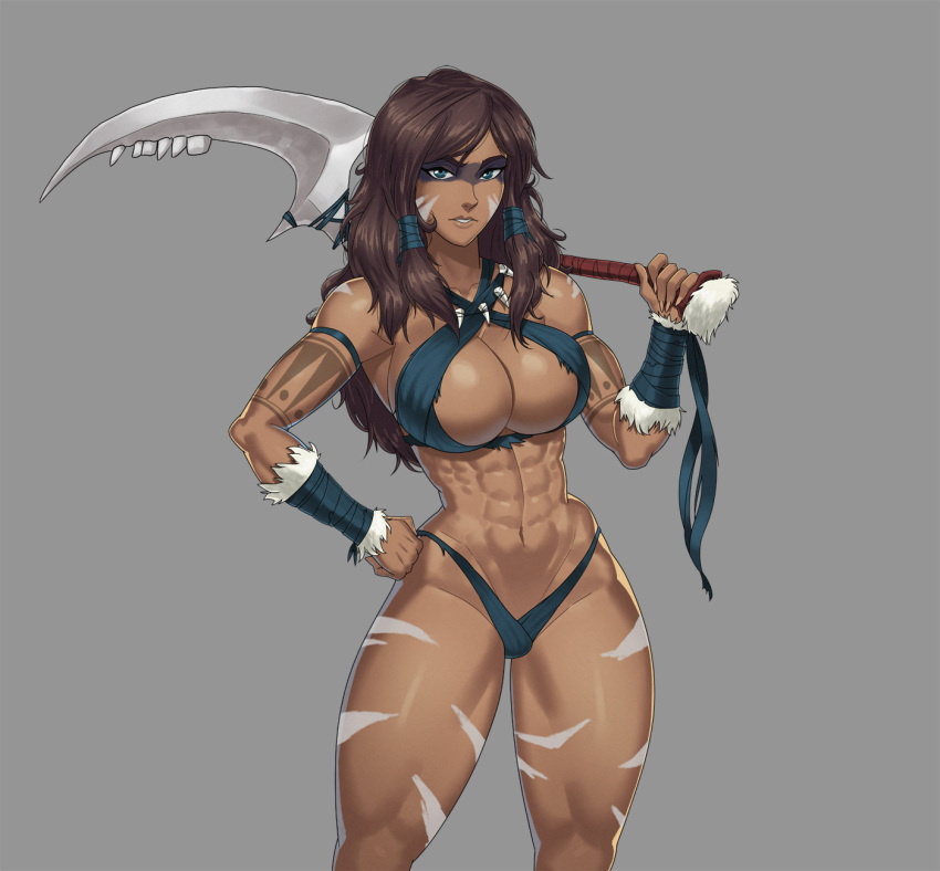 1girls abs alternate_hairstyle armwear avatar_legends boob_window cleavage clothing dark-skinned_female dark_skin eyemask female female_focus female_only huge_breasts inuit korra large_breasts long_hair long_nails looking_at_viewer muscular_arms muscular_female muscular_legs muscular_thighs painted revealing_clothes sharp_nails six_pack skimpy_clothes solo solo_female solo_focus sunsetriders7 swimwear tattoo tattooed_arm tattoos the_avatar the_legend_of_korra tribal tribal_markings tribal_tattoo water_tribe weapon