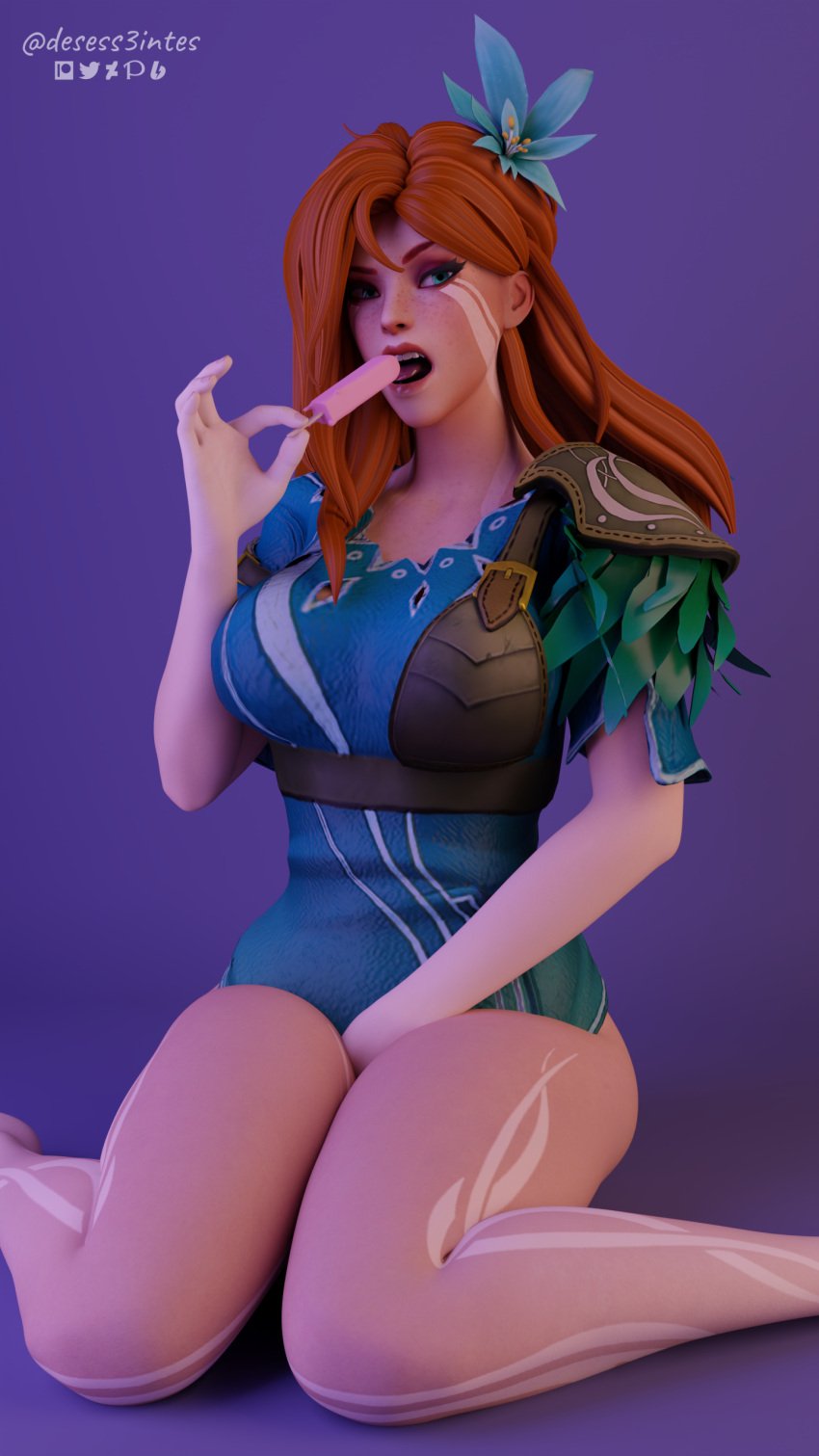 3d 3d_(artwork) blender blender_(software) blender_cycles crossed_eyes desess3intes dota_2 fellatio_gesture ice_cream licking naughty_face open_mouth red_hair red_hair rolling_eyes sexually_suggestive suggestive suggestive_gesture suggestive_look teasing teasing_viewer tongue tongue_out windranger