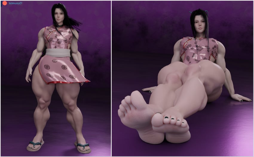 androgynous black_hair feet foot_fetish haku_(naruto) looking_at_viewer muscular muscular_femboy naruto naruto_(series) ninja soles thick_thighs thighs toes xemnasxd