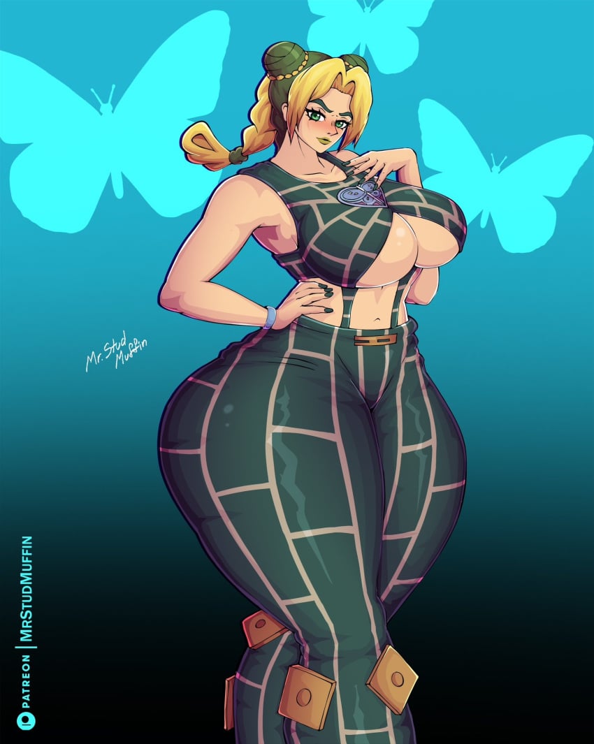 female female_only green_eyes huge_ass jojo's_bizarre_adventure jolyne_kujo large_breasts mrstudmuffin remake stone_ocean thick_thighs