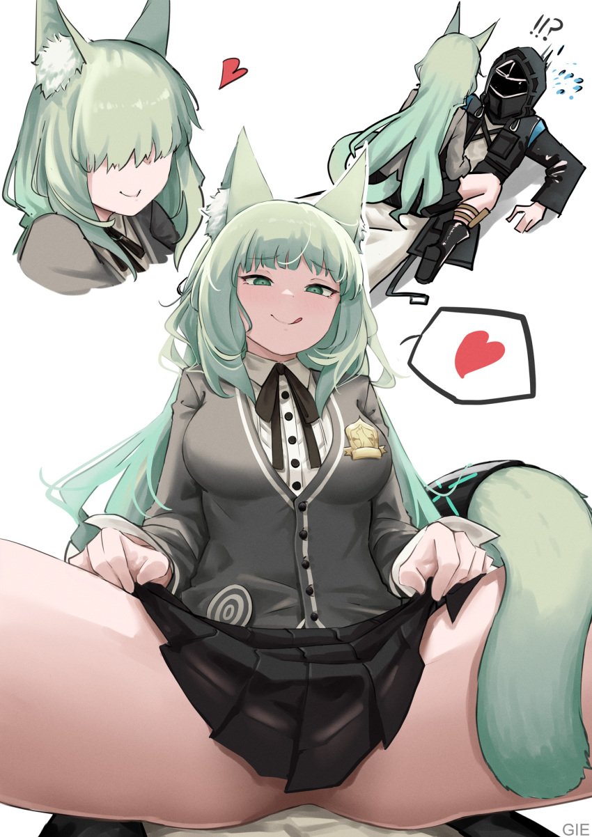 ! !!? 1boy 1girls 2023 :) :d ? animal_ear_fluff animal_ears arknights big_breasts blush boots busty cat_ears cat_girl cat_tail clothed coat curvaceous curvy cute doctor_(arknights) female female_on_top fluffy_ears fluffy_tail flying_sweatdrops gie girl_on_top green_eyes green_hair grin hair_between_eyes hair_covering_eyes hair_over_eyes half-closed_eyes harmonie_(arknights) heart hi_res hooded_coat hoodie horny huge_breasts infection_monitor_(arknights) inviting inviting_to_sex jacket large_breasts licking_lips light-skinned_female light-skinned_male light_skin long_hair long_sleeves mask masked masked_male multiple_views naughty_face naughty_smile no_sex pulled_by_self riding seductive seductive_eyes seductive_gaze seductive_look seductive_mouth seductive_pose seductive_smile shirt simple_background sitting sitting_on_person skirt_pull smile smug sweatdrop tail tail_bracelet tail_grab thick_legs thick_thighs thighs tongue very_long_hair voluptuous white_background