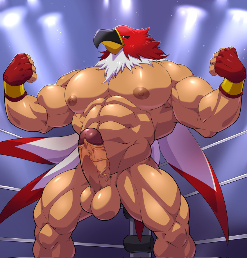 1boy abs animal_head biceps big_muscles clothing fighting_ring flexing for_a_head garou:_mark_of_the_wolves genitals gloves handwear hi_res humanoid king_of_fighters maldu male male_only mammal mask muscular muscular_humanoid muscular_male nipples nude pecs penis snk solo tizoc vein veiny_penis white_eyes wrestler wrestling