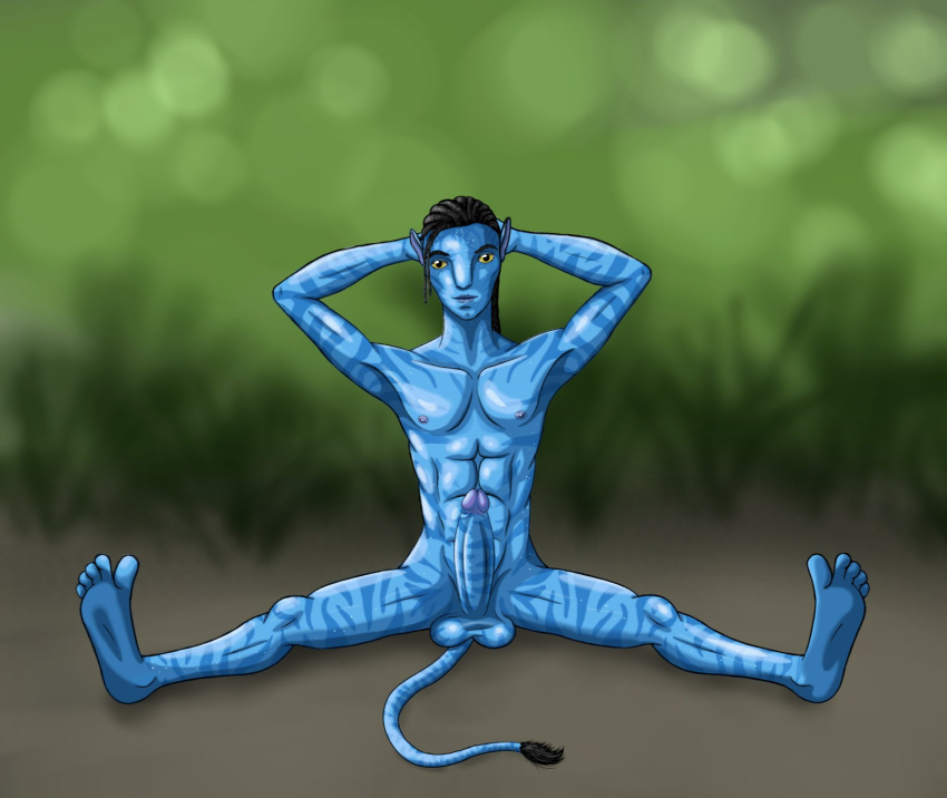 1boy armpit armpits avatar avatar:_the_way_of_water blue blue_body blue_skin boner feet lo'ak male male_only mdxxxmr na'vi non-human solo tail