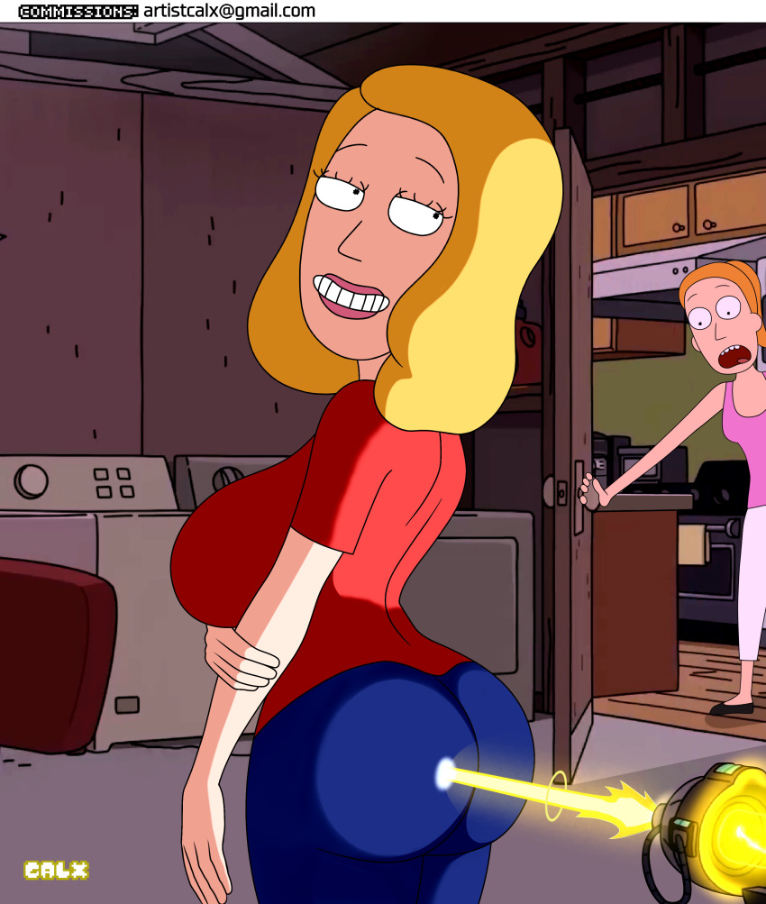 ass ass_expansion beth_smith big_ass big_breasts blonde_female blonde_hair breast_expansion breasts busty calx_(artist) child_bearing_hips curvy fat_ass female_only growing growth looking_back mature_female milf mother orange_hair rick_and_morty smile smiling summer_smith thick thick_ass thick_thighs voluptuous wide_hips