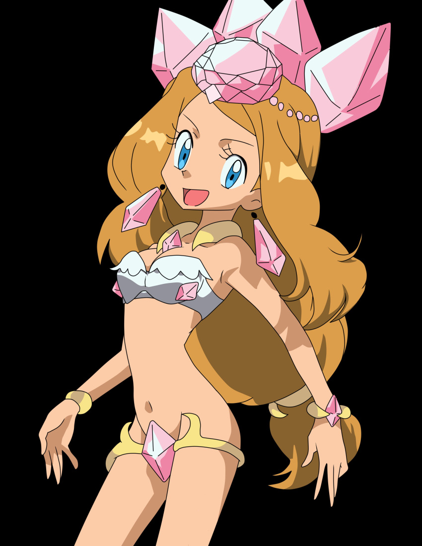 1girls blue_eyes bra bracelets breasts brown_hair cosplay crown diamond diamond_earrings diancie diancie_(cosplay) earrings hair_ornament leogomezart15 long_hair looking_at_viewer medium_breasts midriff navel nintendo panties pink_bra pink_panties pokemon pokemon_(cosplay) pokemon_xy serena_(pokemon)