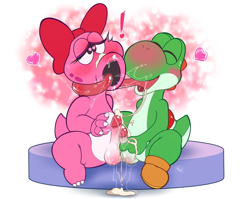 <3_eyes ahe_gao ahegao anthro balls birdetta birdo blush bodily_fluids boyhowdy cross-eyed cum cum_drip cum_in_mouth cum_inside cum_on_face cum_on_penis dinosaur dripping drooling duo erection excessive_drooling french_kissing frottage futanari genital_fluids genitals heart heart-shaped_pupils herm hi_res intersex intersex/male kissing male mario_(series) mutual_masturbation nintendo orgasm penis precum precum_drip precum_string reptile saliva scalie sex simultaneous_orgasms small_penis yoshi yoshi_(character)