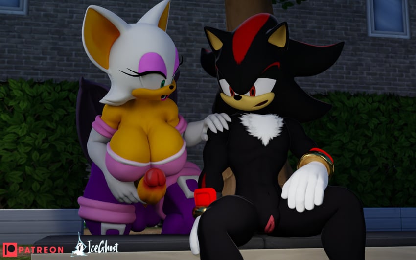 3d 3d_(artwork) 3d_model andromorph cuntboy futanari iceghost_(artist) intersex mobian mobian_(species) mobian_bat outside public rouge_the_bat sega shadow_the_hedgehog sonic_(series) sonic_adventure_2 sonic_the_hedgehog_(series) tagme