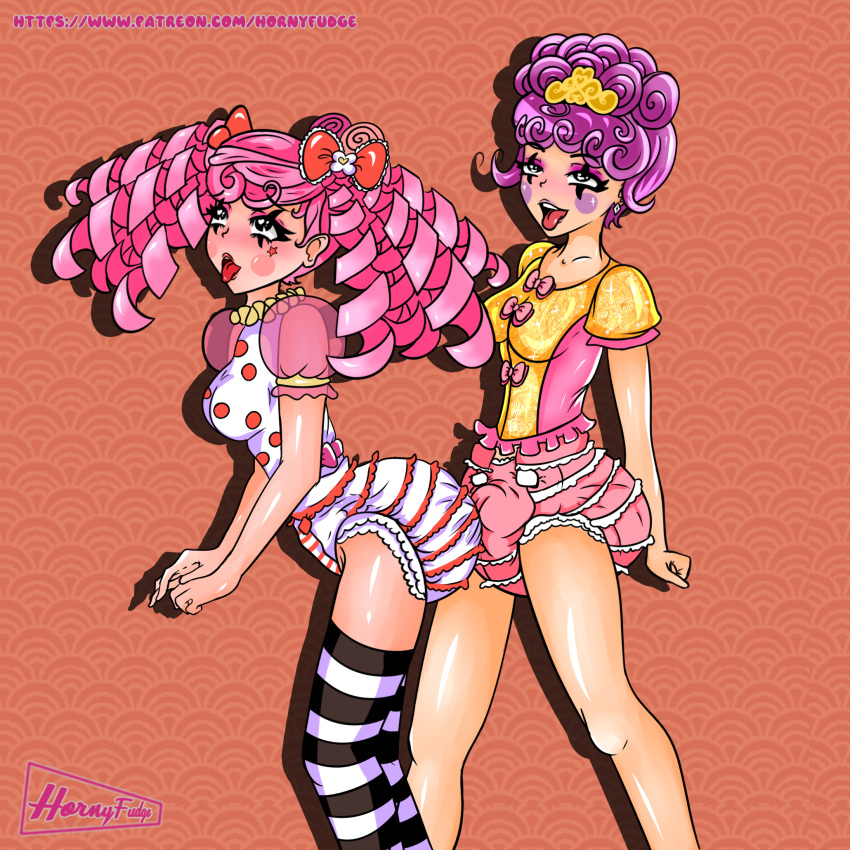 ahe_gao commission diaper diaper_fetish erection_under_diaper fully_clothed hornyfudge human lalaloopsy original original_character peanut pink_hair self_upload standing