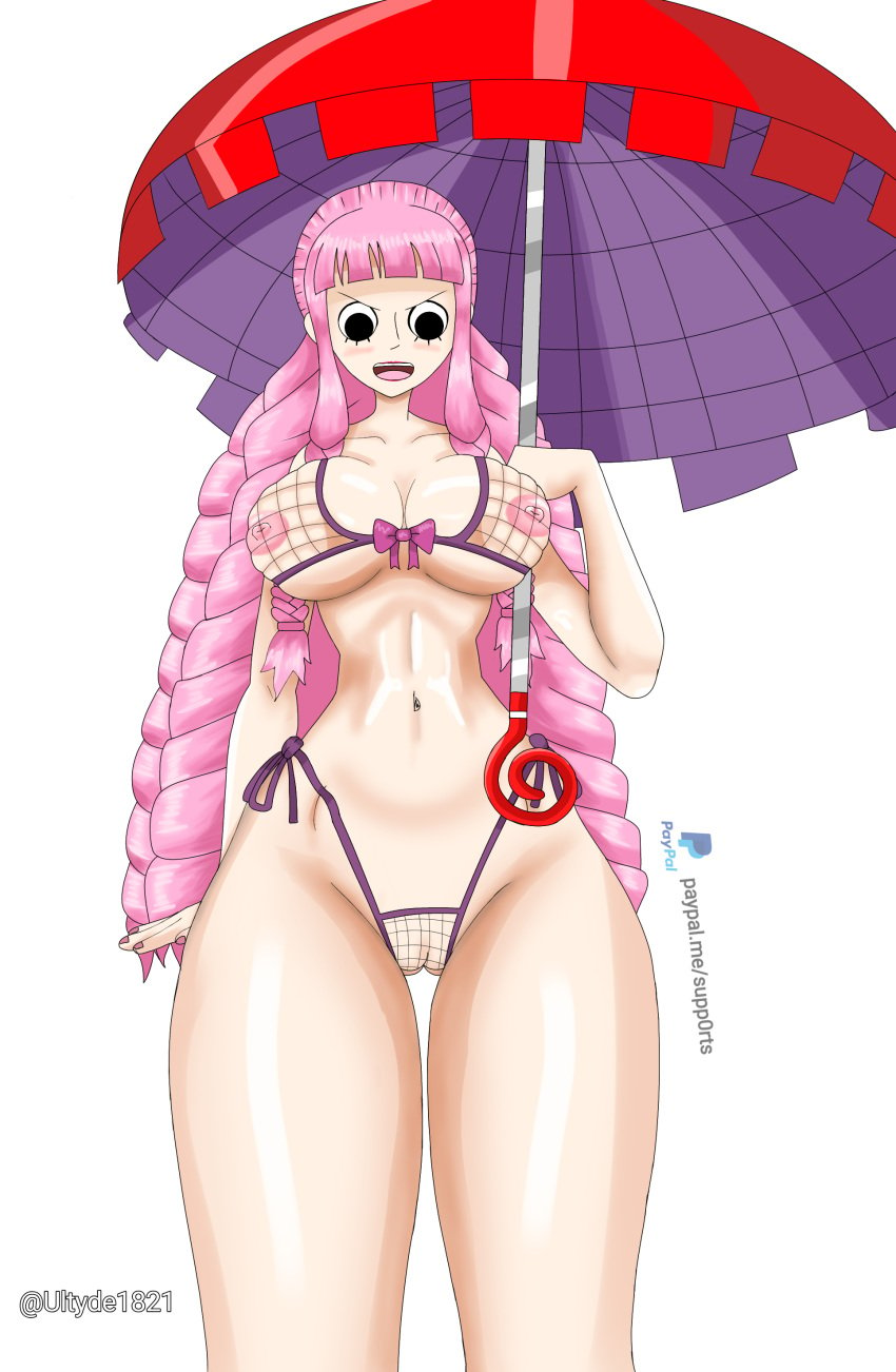 1girls big_ass big_breasts big_butt bikini black_eyes embarrassed female female_only fishnet_bikini goth goth_girl gothic gothic_lolita large_ass large_breasts long_hair nipples one_piece perfect_body perona perona_ghost pink_hair pink_nipples pink_pussy pussy pussy_juice swimsuit thick_thighs thighs thriller_bark ultyde umbrella