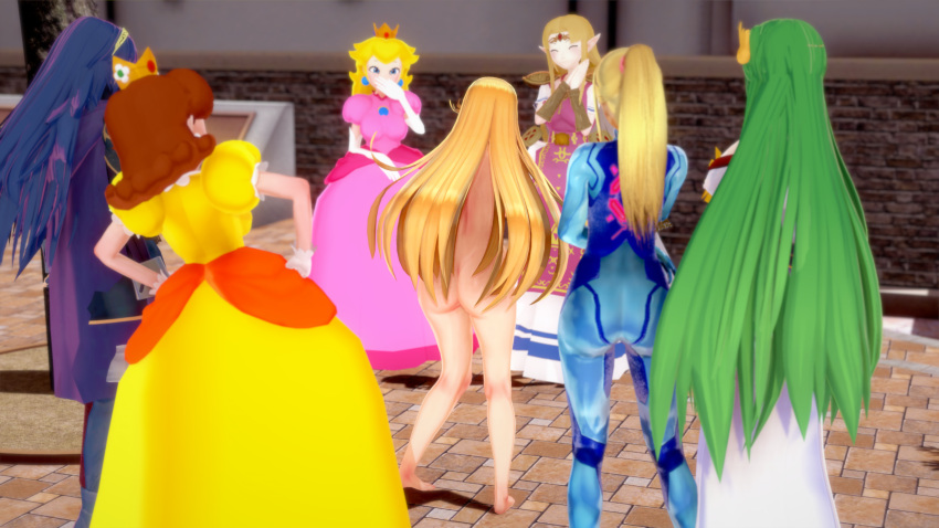 3d 3d_(artwork) 6+girls 7girls ass back_view barefoot blonde_hair blue_hair breasts brown_hair clothed_female_nude_female company_connection completely_nude completely_nude_female crossover crown dress dume embarrassed_nude_female enf female_only fire_emblem fire_emblem_awakening green_hair kid_icarus long_hair lucina_(fire_emblem) mario_(series) medium_hair metroid multiple_girls mythra_(xenoblade) nintendo nude nude_female palutena ponytail princess_daisy princess_peach princess_zelda samus_aran the_legend_of_zelda tiara xenoblade_(series) xenoblade_chronicles_(series) xenoblade_chronicles_2 zelda_(a_link_between_worlds) zero_suit zero_suit_samus