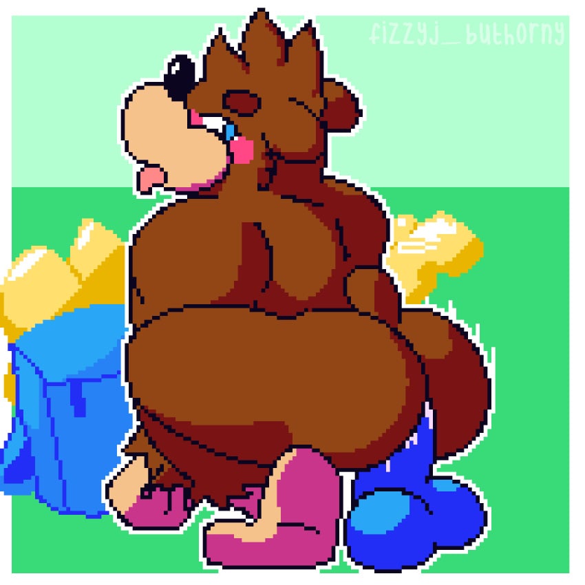 anal anal_masturbation anal_sex animated anthro ass backpack bag banjo-kazooie banjo_(banjo-kazooie) bear blush digital_media_(artwork) dildo dildo_insertion dildo_sitting fizzyjay fur gay gay_anal hi_res male male/male mammal masturbation nude open_mouth penetration pixel_(artwork) pixel_animation rareware sex_toy sex_toy_insertion short_playtime solo toying_self