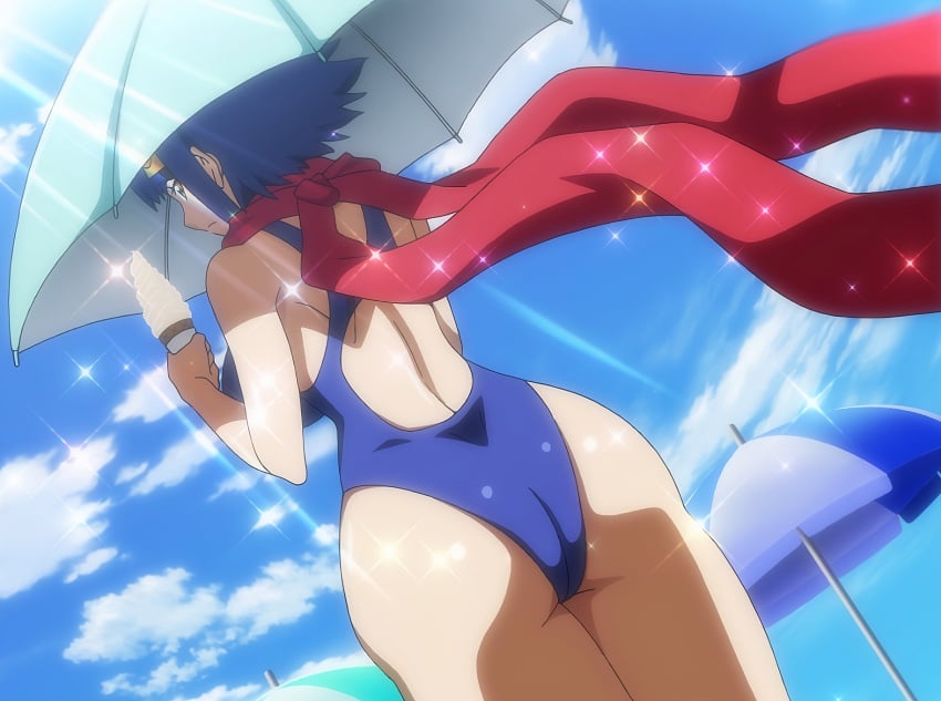 1girls aku_no_onna_kanbu aku_no_onna_kanbu:_full_moon_night ass blue_hair breasts bunnywalker hips large_ass large_breasts screencap screenshot swimsuit t-rex_(animation_studio) thick_thighs thighs wide_hips