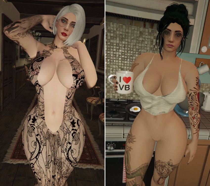 breasts casual_nudity claire_everly grand_theft_auto_v lingerie mayumi_himura nipples_visible_through_clothing no_panties nopixel thighs