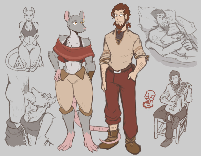 2022 anthro clothed clothing duo ear_piercing ear_ring fellatio female genitals guy_(vuko-jebina) hi_res human male male/female mammal murid murine oral penile penis piercing rat ring_piercing rodent romantic romantic_couple sex shira_(vuko-jebina) sleeping vuko-jebina