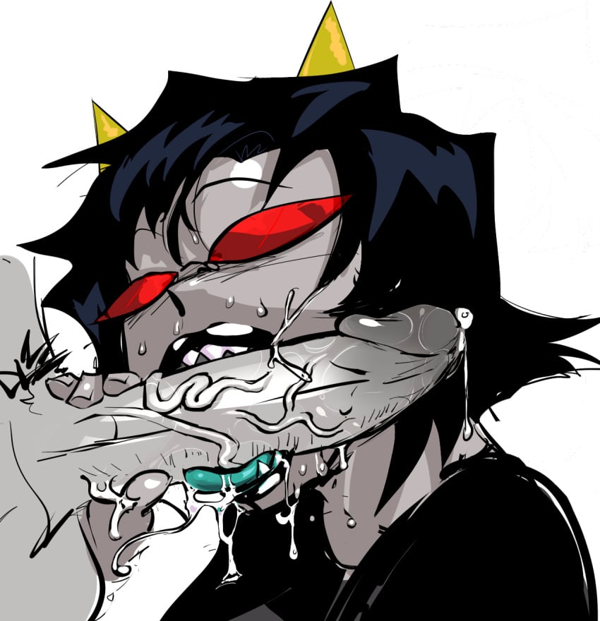 glasses homestuck lipstick lysanthum oral short_hair teeth terezi_pyrope tongue