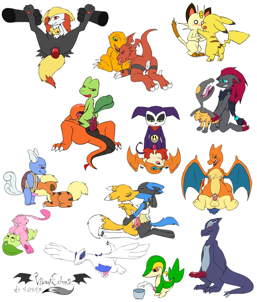 agumon anthro balls blush braixen breasts charizard charmander chikorita closed_eyes cowgirl_position crossover cum cum_bucket cum_inside cunnilingus digimon disembodied_hands feline furry gay_sex group_sex growlithe guilmon highres impmon kissing koban_(coin) looking_at_viewer lucario lugia masturbation mawile meowth mew mew_(pokemon) missionary_position oral oral_sex patamon paws penis penis_in_pussy pikachu pokemon pokemon_(species) pussy renamon scrafty sex_from_behind snivy spread_legs tail teeth treecko typhlosion veemon vibrantechoes wartortle whiskers zoroark