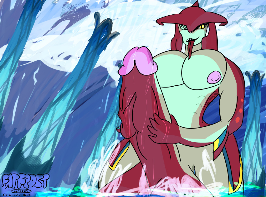 anthro balls big_balls big_pecs big_penis breath_of_the_wild genitals hi_res huge_balls huge_cock hyper hyper_balls hyper_genitalia hyper_penis male male_only marine masturbation nintendo pecs penis prince_sidon sidon_(zelda) squishy_bloo the_legend_of_zelda water zora