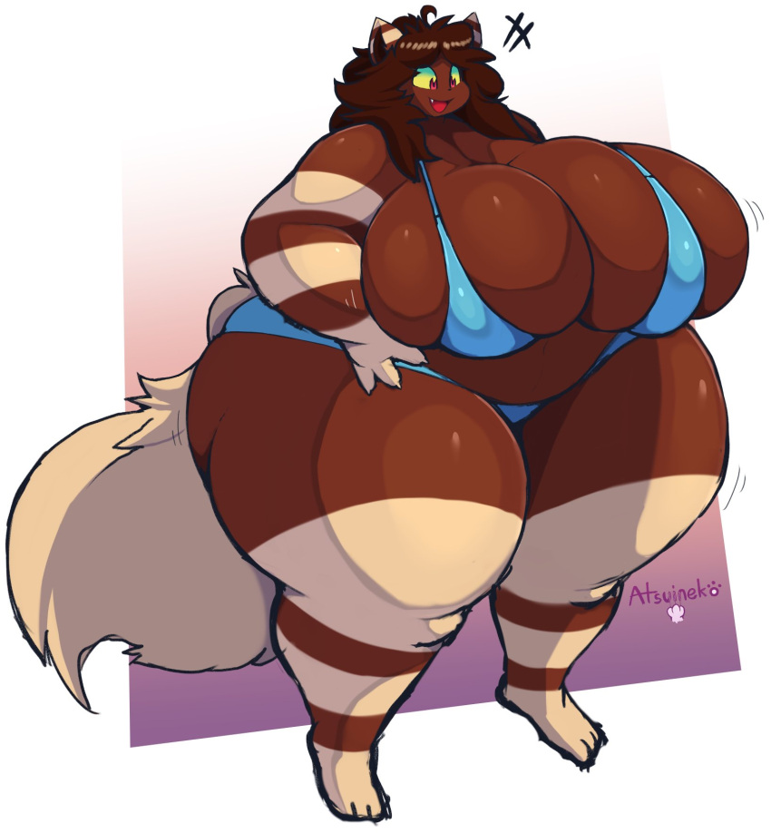 atsuinekowo big_breasts breasts female huge_breasts raccoon tanuki thick_thighs trash_panda