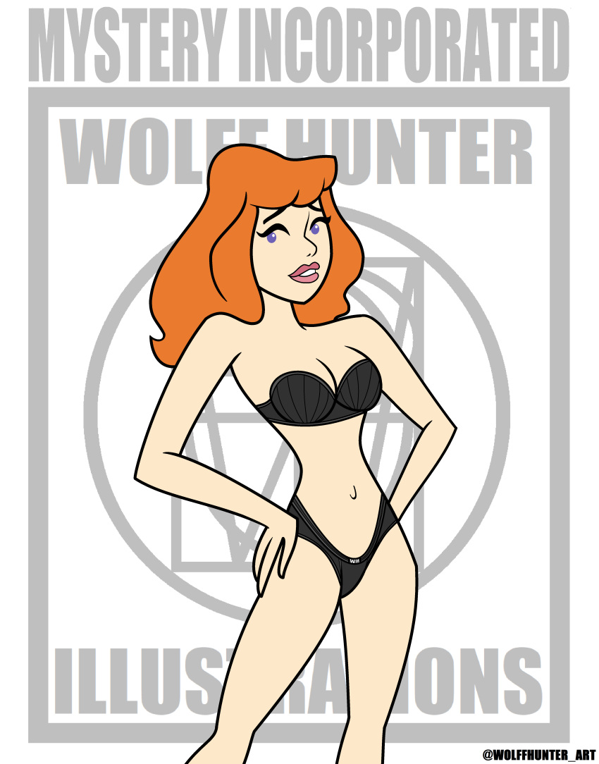 accurate_art_style bra breasts daphne_blake female girl hanna-barbera lipstick looking_at_viewer mystery_inc nipples panties pussy scooby-doo scooby-doo_(series) solo wolffhunter_art