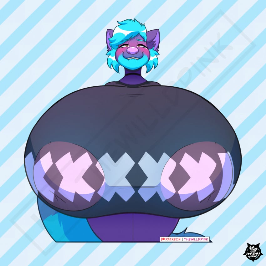 1:1 absurd_res ailurid anthro big_breasts breasts female hi_res huge_breasts hyper hyper_breasts mammal plum_the_red_panda red_panda solo thewilldpink