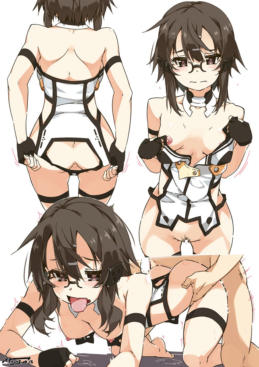 1boy 1girls ahe_gao ahe_gao all_fours ambiguous_penetration anus armband asada_shino ass black_eyes black_hair breasts censor_bar censored cosplay doggy_style doggy_style drool drooling faceless_male female fingerless_gloves from_behind from_behind_position frown hair_ornament hairclip legband male medium_breasts nipples open_mouth pubic_hair shikei short_hair short_hair_with_long_locks sinon sword_art_online sword_art_online:_phantom_bullet tongue tongue_out white_background