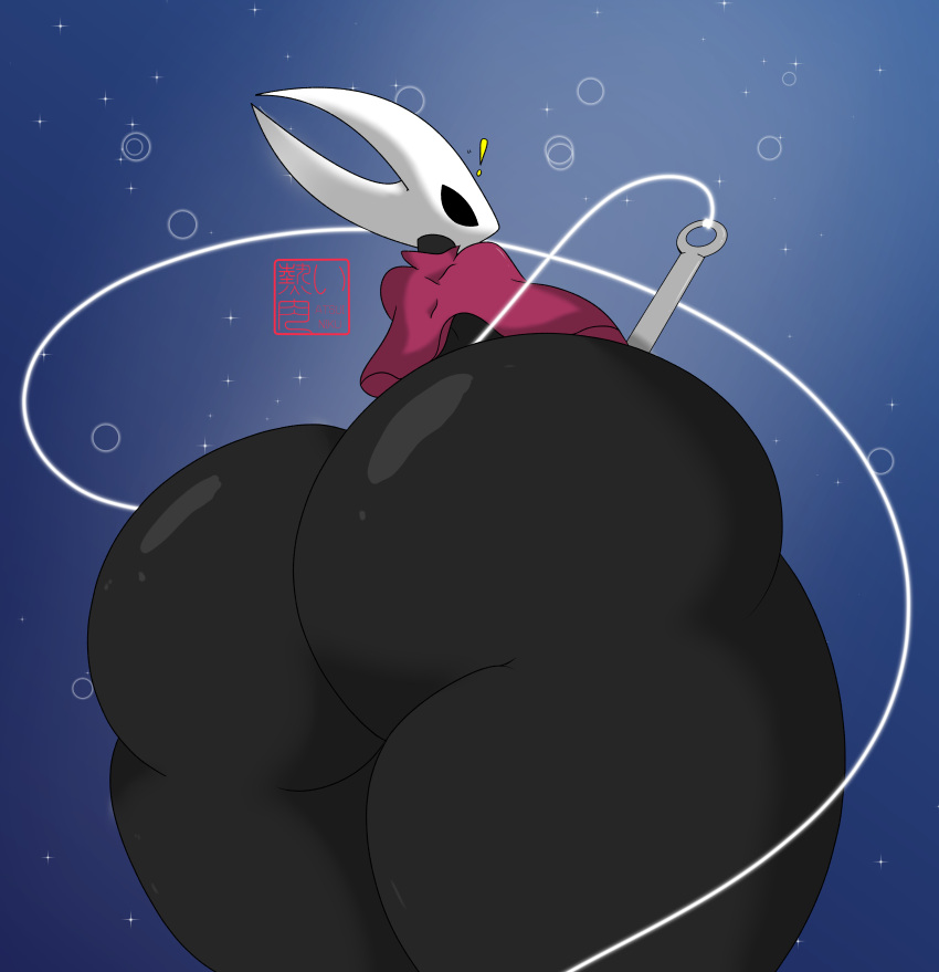 ! 1girls arthropod ass big_ass big_butt black_body bubble_ass bubble_butt female female_only hips holding holding_object holding_weapon hollow_knight hornet_(hollow_knight) huge_ass huge_butt huge_hips huge_thighs insect insects japanese_text low-angle_view rear_view solo solo_female surprised sword text thick_thighs thighs vessel_(species) weapon wide_hips