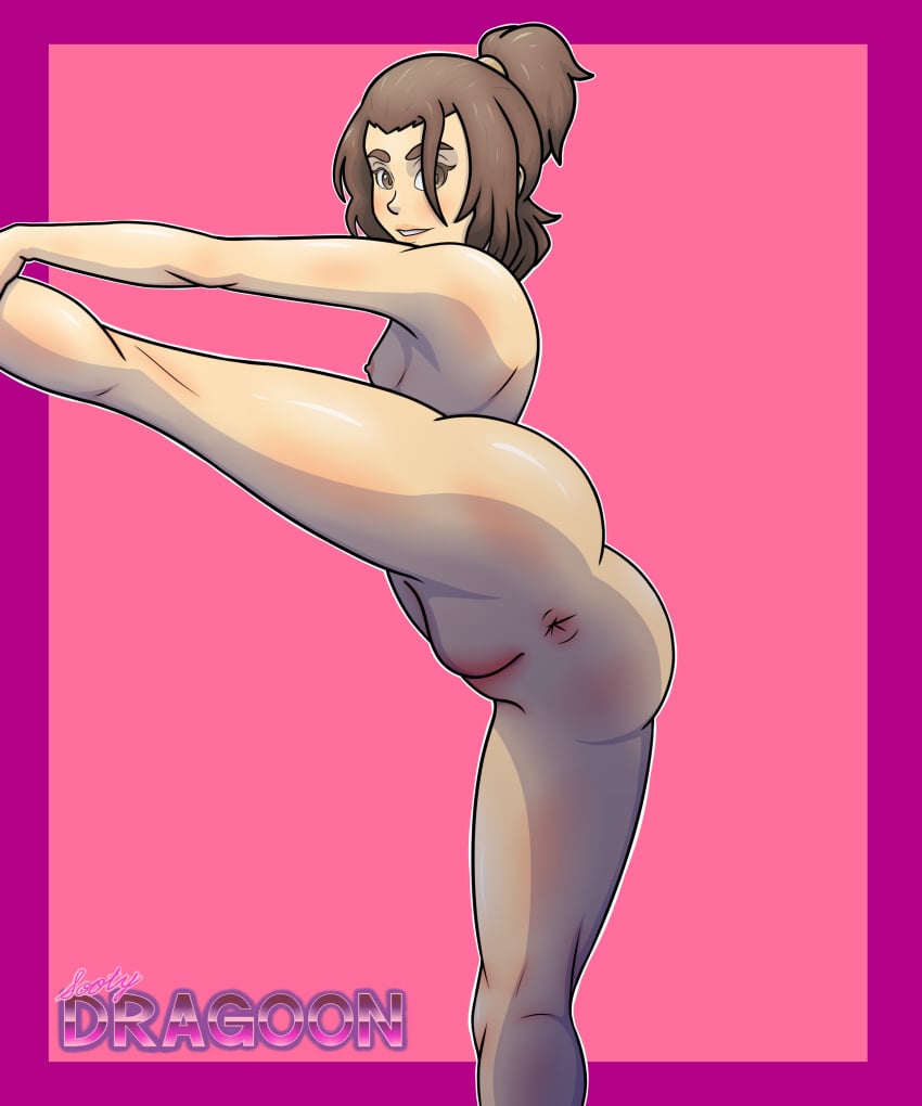 anus ass attack_on_titan brown_eyes brown_hair gabi_braun hair_up hairband looking_at_viewer looking_back nude presenting presenting_pussy pussy raised_leg small_breasts sooty_dragoon tagme