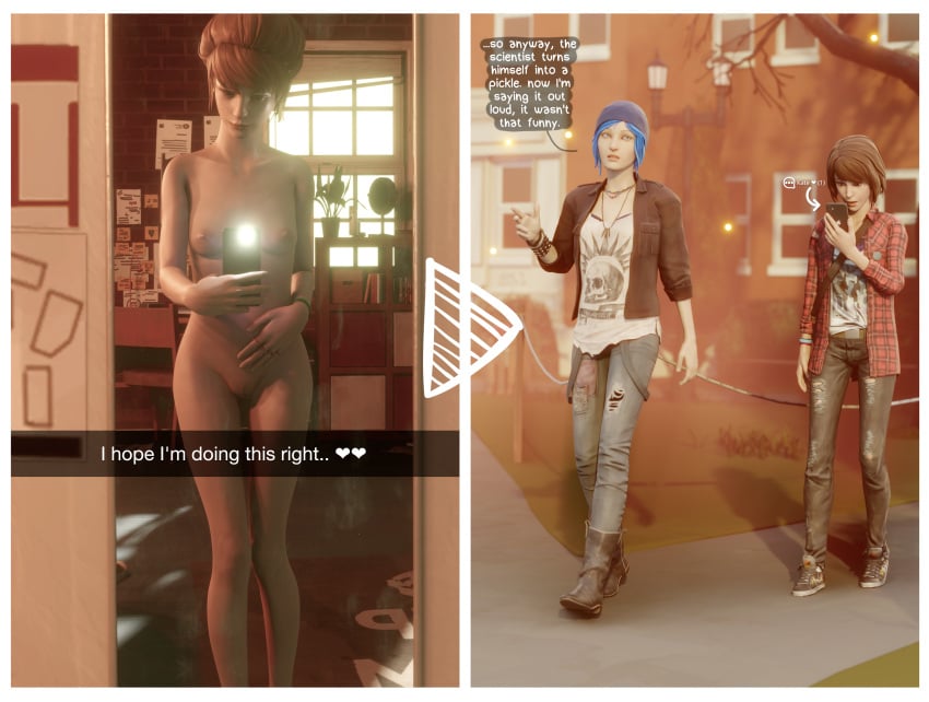 3d 3girls blender blender_eevee carnalsfm caught_off_guard chloe_price comic dialogue female female_only kate_marsh lesbian_couple life_is_strange max_caulfield meme mirror_selfie multiple_girls posing selfie sending_nudes sexting shocked_expression texting yuri