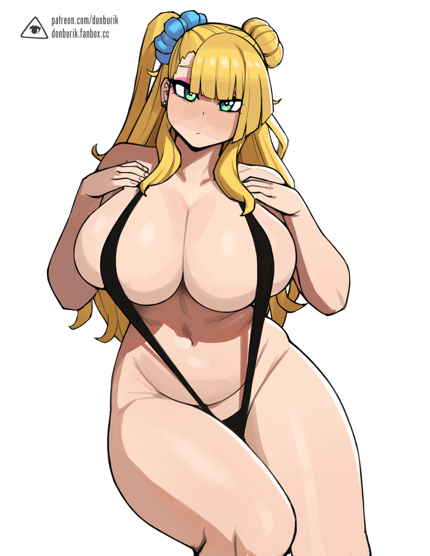 1girls bikini blonde_hair breasts donburikazoku female galko gyaru hi_res huge_breasts light_skin long_hair massive_breasts oshiete!_galko-chan sling_bikini thick_thighs too_small_clothes voluptuous wide_hips