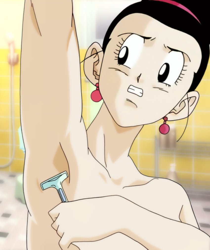 armpit armpits chichi dragon_ball dragon_ball_super dragon_ball_z earrings gilf grandmother milf mother shaving shaving_armpits solo solo_female