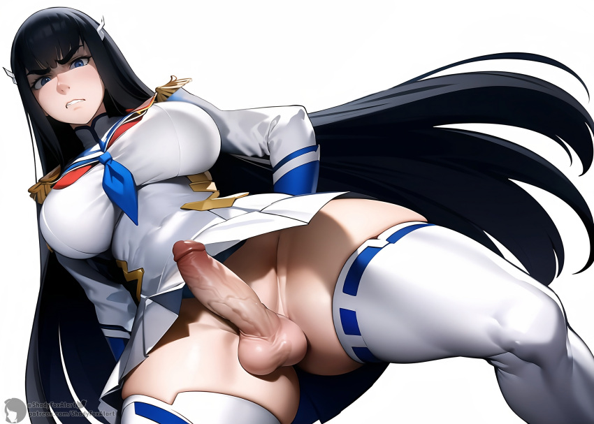 1futa ai_generated angry balls bangs big_breasts black_hair blue_eyes blue_sailor_collar breasts clenched_teeth covered_breasts covered_nipples disdain epaulettes erection foreskin from_below futanari hairclip high_resolution highres kill_la_kill kiryuuin_satsuki legwear long_sleeve_shirt long_sleeves looking_at_viewer looking_down no_panties no_underwear penis pleated_skirt school_uniform shadyfox simple_background skindentation skirt solo solo_futa spread_legs stable_diffusion standing teeth teeth_clenched teeth_showing teeth_visible testicles thick_eyebrows thick_thighs thighhighs uncensored veins veiny_penis very_long_hair white_background white_legwear