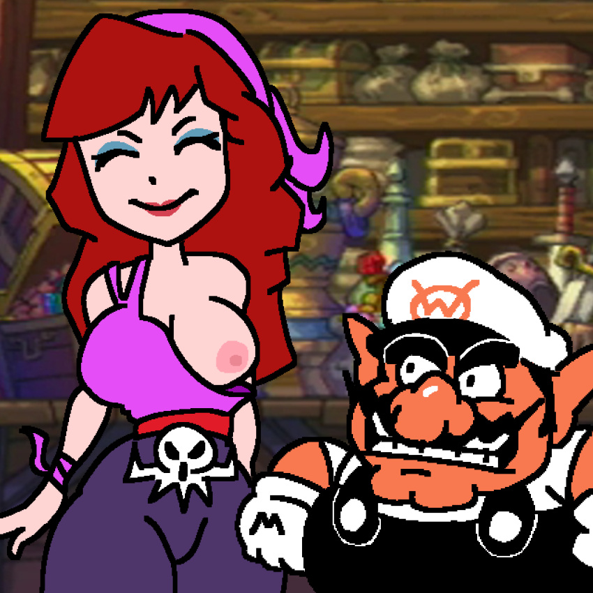 alternate_version_available artguyham captain_syrup makeup mario_(series) nintendo nip_slip no_shading pirate red_hair self_upload tagme wario wario_(series) wario_land