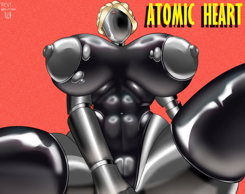 1girls 2023 areolae atomic_heart big_breasts black_legwear blonde_hair cameltoe english_text eyeless female female_only focus_entertainment hi_res huge_breasts large_areolae legs_apart legwear leotard looking_at_viewer metallic_body mouthless nipples puffy_nipples revifrry right_(atomic_heart) robot robot_girl robot_humanoid robot_joints solo solo_focus text the_twins_(atomic_heart) thick_thighs thigh_squish torn_clothes torn_leotard