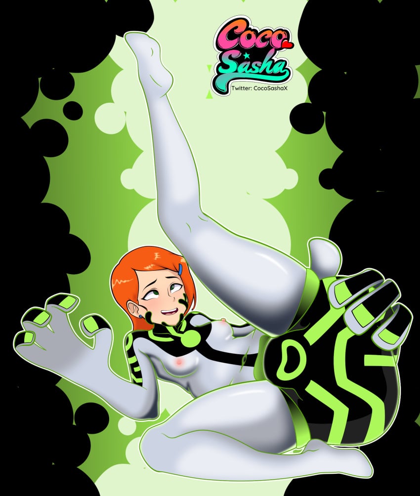 1boy 1girls 2023 aged_up ben_10 ben_tennyson cartoon_network cocosashax color commission corruption diapersuit digital_media_(artwork) female galvanic_mechamorph green_eyes gwen_tennyson hair_ornament living_clothes male mind_break orange_hair orgasm symbiote upgrade_(ben_10)