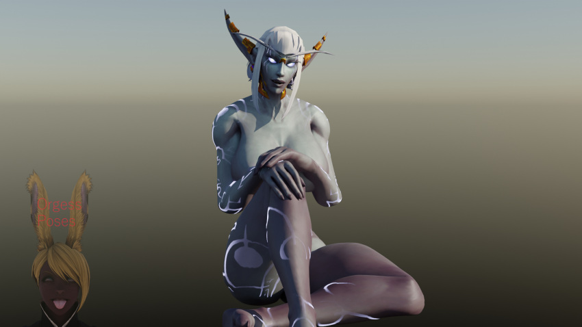 1girls 3d big_breasts blizzard_entertainment nightborne orgess orgess3d original_character purple_skin solo warcraft white_hair world_of_warcraft