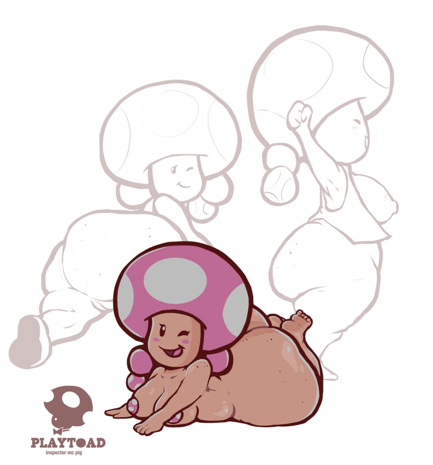 1girls ass barefoot bottom_heavy bubble_butt completely_nude completely_nude_female feet female female_only full_body huge_ass inspectormcpig mario_(series) mob_face naked naked_female nintendo nude nude_female on_stomach shortstack solo solo_female super_mario_bros. toad_(mario) toadette twintails wink