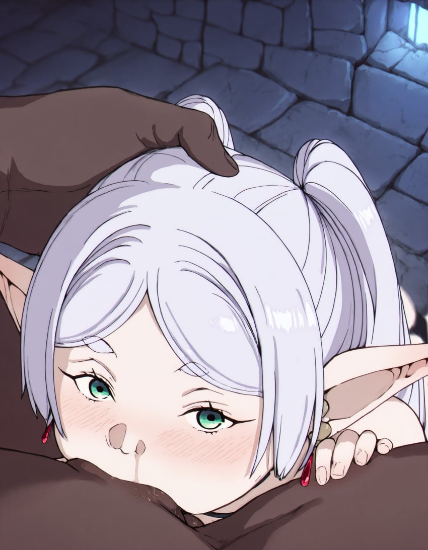 age_difference ai_generated balls_deep blowjob dark-skinned_male dark_skin deepthroat fellatio frieren frieren_beyond_journey's_end interracial kizuru pale-skinned_female pale_skin sousou_no_frieren tag_your_ai_trash