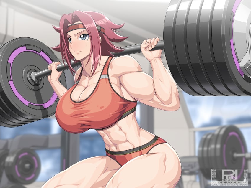 abs biceps breasts code_geass exercise female kallen_stadtfeld muscles muscular muscular_arms muscular_female muscular_legs muscular_thighs pecs rentb