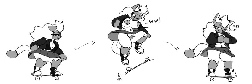 1girls anthro artszinco bottomless breasts female furry jaime_(artszinco) pubic_hair pussy skateboarding tagme wardrobe_malfunction