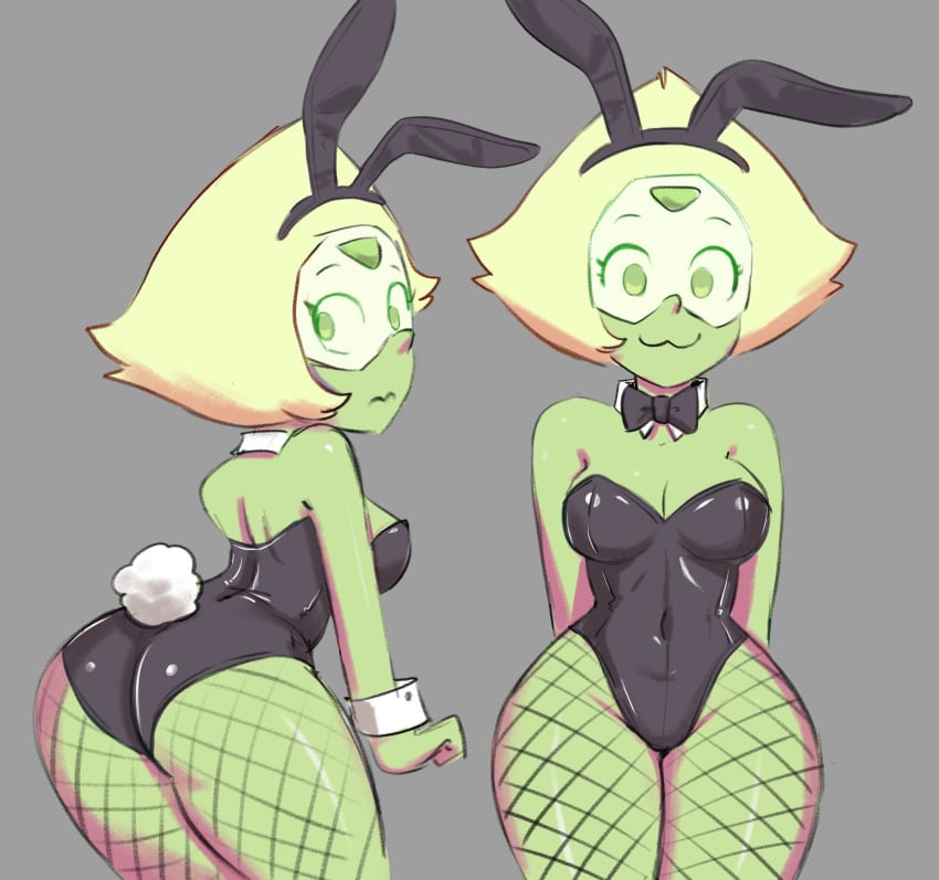 1girls black_bowtie black_bunny_ears black_clothing boobs bowtie breasts bunny_ears bunnysuit cartoon_network cubedcoconut gem_(species) green_body green_skin medium_breasts peridot_(steven_universe) short_hair steven_universe tagme tits