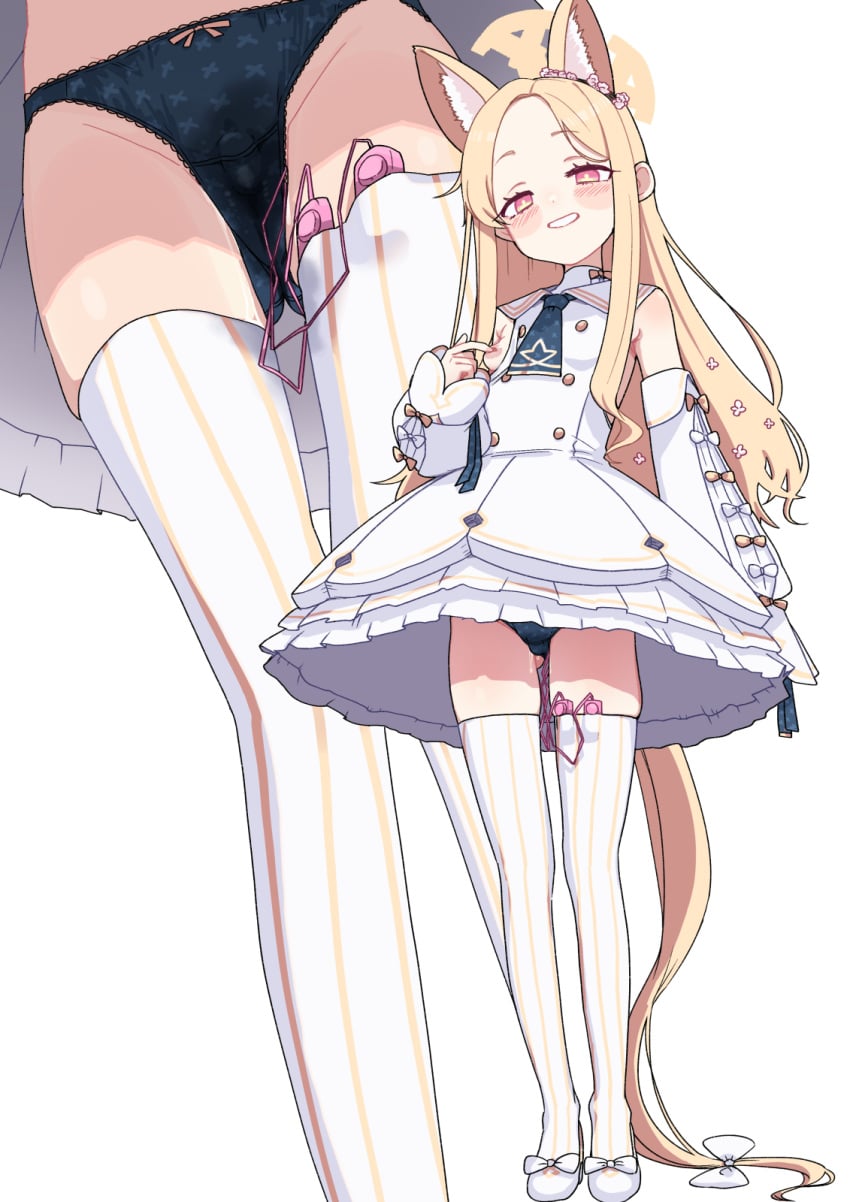 1girl animal_ear_fluff animal_ears black_panties blonde_hair blue_archive commentary_request cross_halo detached_sleeves dress ear_wreath egg_vibrator extra_ears forehead fox_ears fox_girl full_body halo highres long_hair multiple_views muranisaki one_breast_out panties pussy_juice remote_control_vibrator seia_(blue_archive) sex_toy smile solo striped_clothes striped_thighhighs thighhighs translation_request underwear vertical-striped_clothes vertical-striped_thighhighs vibrator vibrator_cord vibrator_in_thighhighs vibrator_under_clothes vibrator_under_panties wet wet_clothes wet_panties white_background white_dress white_thighhighs yellow_halo