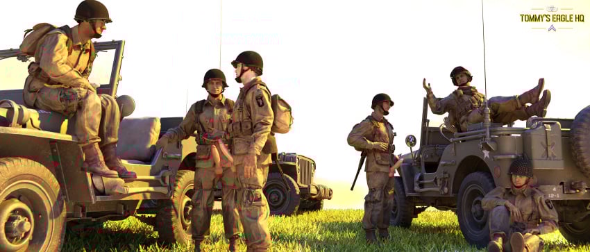 army erection exhibitionism gay gay_male gay_sex group medal medal_of_honor_airborne military orgy outdoors soldier soldiers tommys_eagle_hq uniform ww2